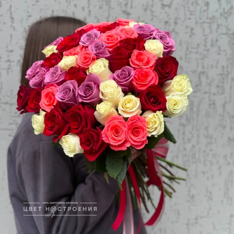 51 роза микс 60см