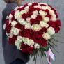 101 красно-белая роза 60см