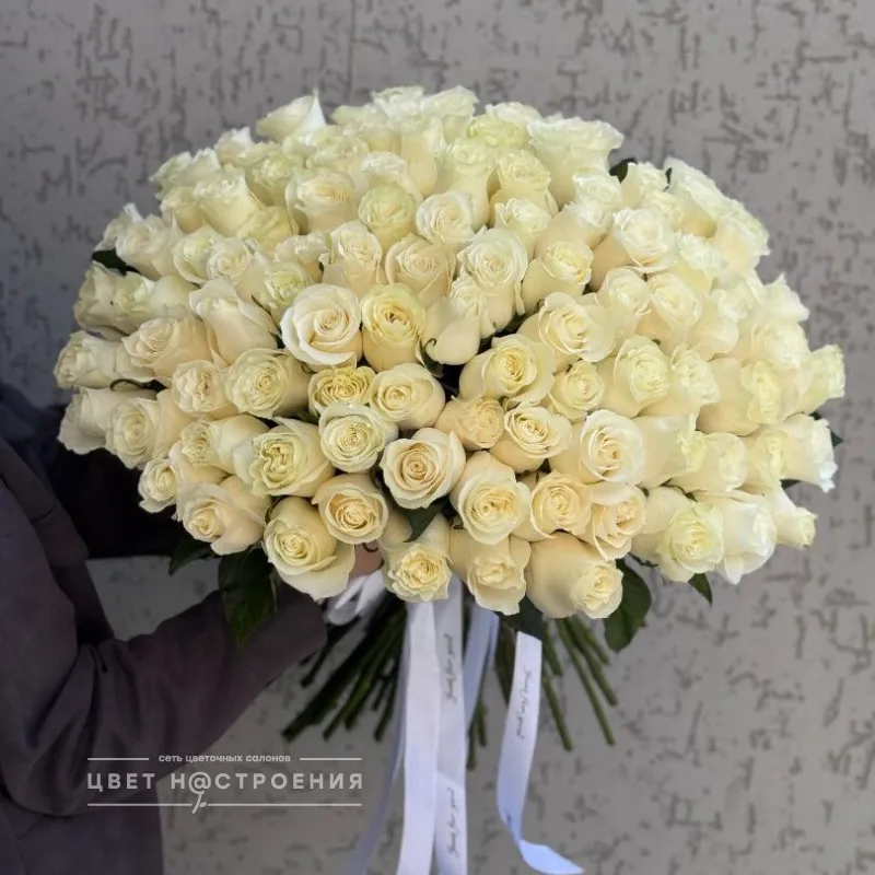 101 белая роза 60см