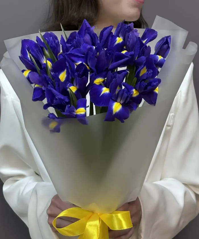 15 ирисов в упаковке от интернет-магазина цветов в 