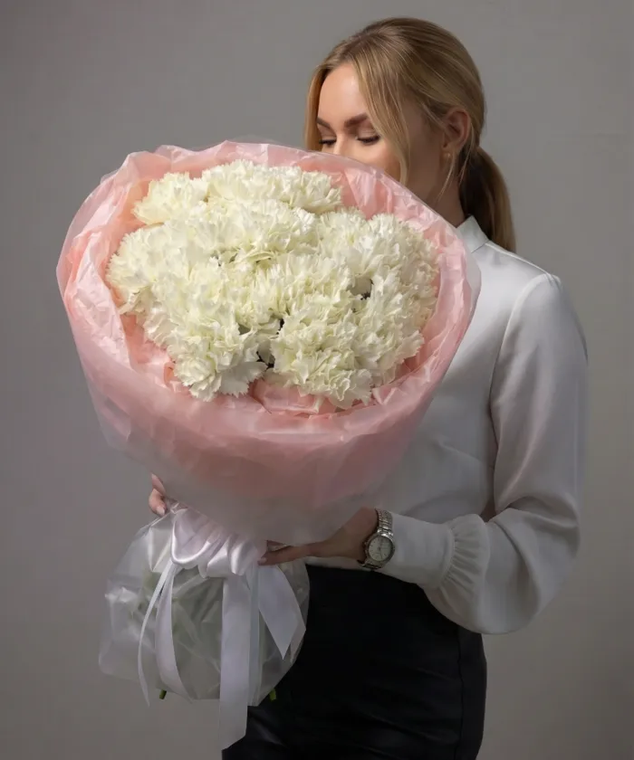 Белые диантусы &laquo;Нежное облако&raquo; от интернет-магазина цветов в 