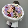 Большой авторский букет с гортензией и эустомой «Лавандовый рассвет»