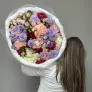 Большой авторский букет с гортензией и эустомой «Лавандовый рассвет»