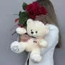 Подарочный набор: 5 красных роз и плюшевый мишка