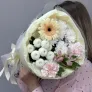 Букет учителю с гермини, хризантемами и альстромерией