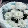Букет №3 из голубых хризантем с хлопком
