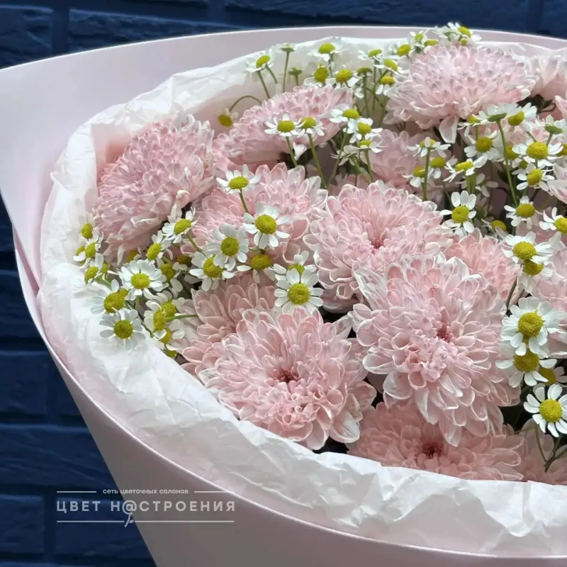 Букет №7 «Розовая нежность с ромашками»